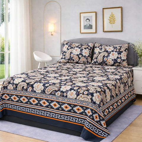 Luxury Floral Paisley Printed Bedsheet Set (3pcs) - The Linen House