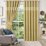 Luxury Geometric Embroidered Curtain Pair (Pack of 2) - The Linen House
