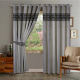 Luxury Geometric Embroidered Curtain Pair (Pack of 2) - The Linen House
