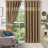 Luxury Geometric Embroidered Curtain Pair (Pack of 2) - The Linen House