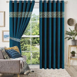Luxury Geometric Embroidered Curtain Pair (Pack of 2) - The Linen House