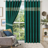 Luxury Geometric Embroidered Curtain Pair (Pack of 2) - The Linen House