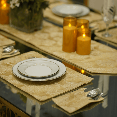 Luxury Gold Dining Table Mat Set - The Linen House