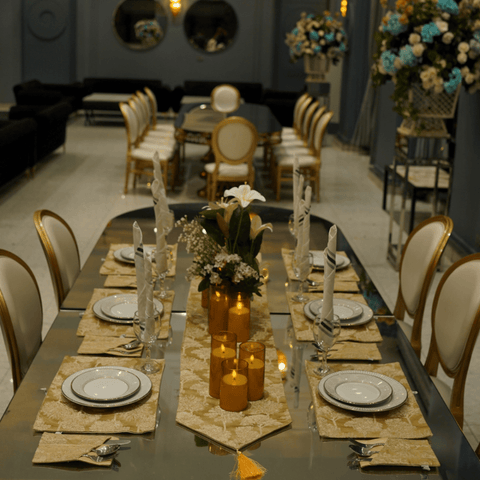 Luxury Gold Dining Table Mat Set - The Linen House
