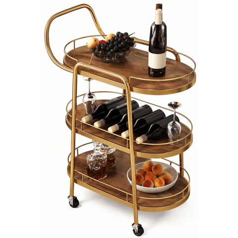 Luxury Gold Tea & Drink Serving Trolley - The Linen House