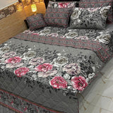 Luxury Grey Floral 7Pc Bedspread Set - The Linen House