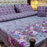 Luxury Grey & Purple Floral 7Pc Bedspread Set - The Linen House