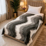 Luxury Grey & White Faux Fur Single Fleece Blanket - The Linen House