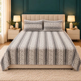 Luxury Grey & White Leopard Speckle Stripe Fleece Bedsheet Set - The Linen House