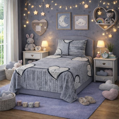 Luxury Heart Print Kids Bedsheet - The Linen House