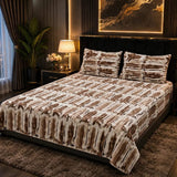 Luxury Ivory & Mocha Abstract Fleece Bedsheet - The Linen House