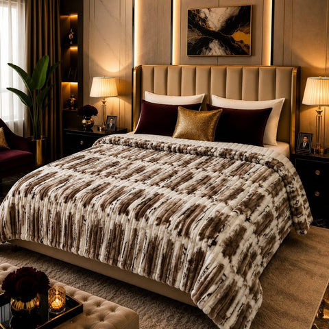 Luxury Marble Print Fleece Blanket - The Linen House