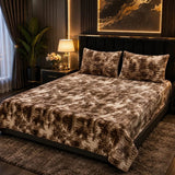 Luxury Mocha Marble Fleece Bedsheet - The Linen House
