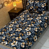 Luxury Navy Floral Print Bedsheet – Single Size (Pack of 2) - The Linen House