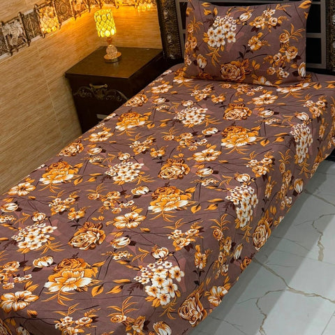 Luxury Orange Floral Print Print Bedsheet – Single Size (Pack of 2) - The Linen House