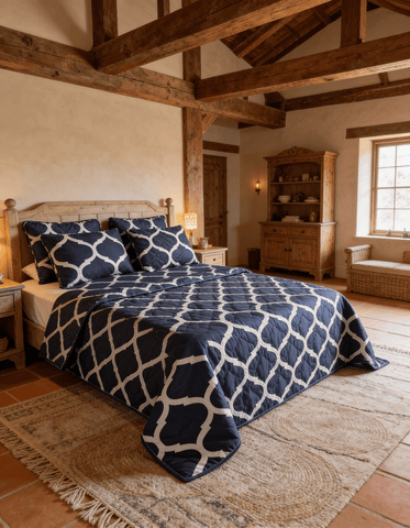 Luxury Pattern Printed Bedspread with Covers – 7 Pcs - The Linen House