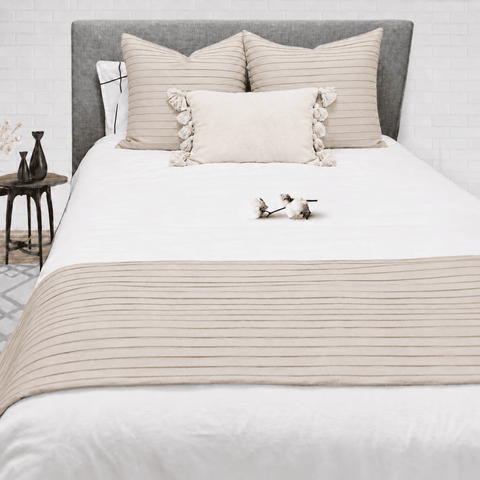 Luxury Pleated Bed Runner with 2 Matching Cushions - The Linen House