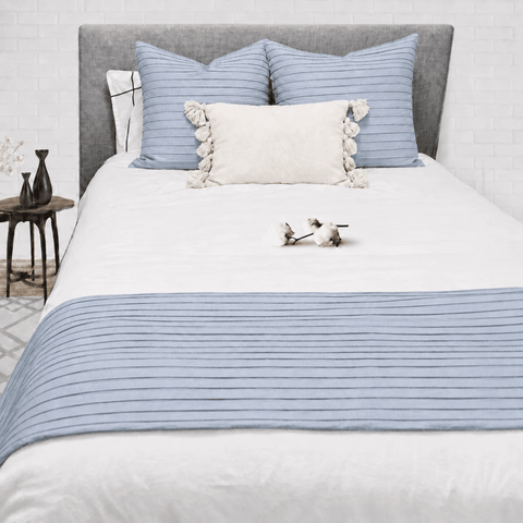 Luxury Pleated Bed Runner with 2 Matching Cushions - The Linen House