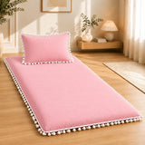 Luxury Pom Pom Lace Floor Mattress with Pillow Set - The Linen House