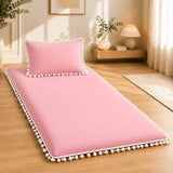 Luxury Pom Pom Lace Floor Mattress with Pillow Set - The Linen House