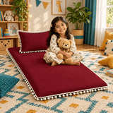 Luxury Pom Pom Lace Floor Mattress with Pillow Set - The Linen House