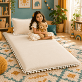 Luxury Pom Pom Lace Floor Mattress with Pillow Set - The Linen House