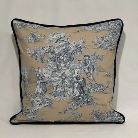 Luxury Print Cushion Cover with Black Piping - The Linen House