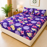 Luxury Purple Floral Waterproof Fitted Mattress Cover - The Linen House