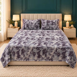 Luxury Purple & Grey Tie-Dye Fleece Bedsheet Set - The Linen House