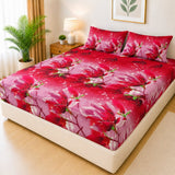 Luxury Red Floral Waterproof Fitted Mattress Cover - The Linen House