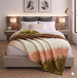 Luxury Reversible Faux Fur Throw Blanket – Multicolor Gradient Pattern