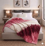 Luxury Reversible Faux Fur Throw Blanket – Pink, Cream & Burgundy Gradient Pattern - The Linen House