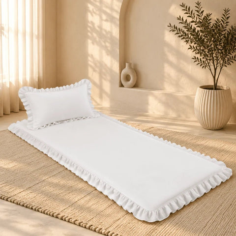 Luxury Ruffled Floor Mattress with Pillow - The Linen House