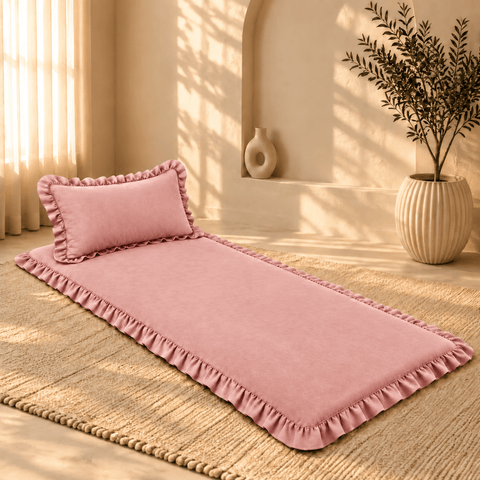 Luxury Ruffled Floor Mattress with Pillow - The Linen House