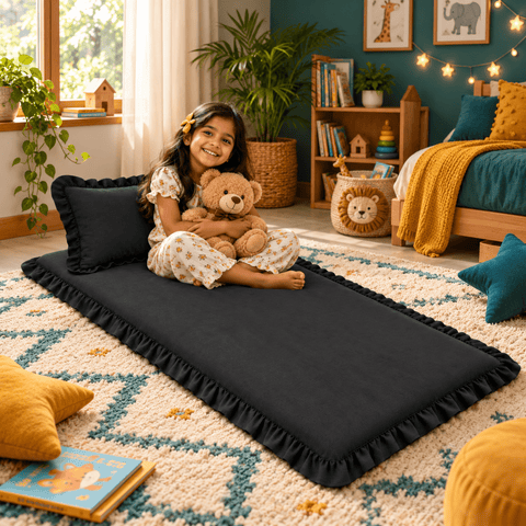 Luxury Ruffled Floor Mattress with Pillow - The Linen House