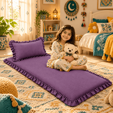 Luxury Ruffled Floor Mattress with Pillow - The Linen House