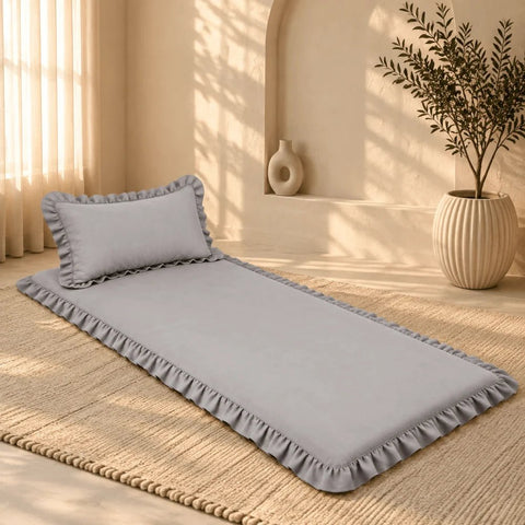 Luxury Ruffled Floor Mattress with Pillow - The Linen House
