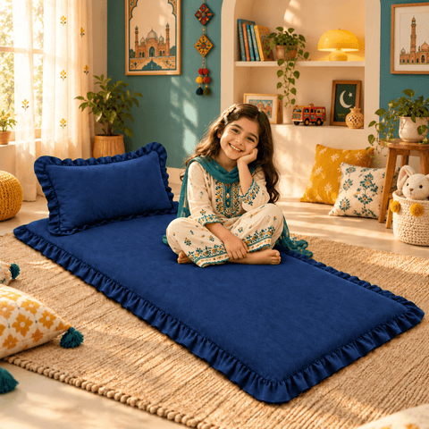 Luxury Ruffled Floor Mattress with Pillow - The Linen House