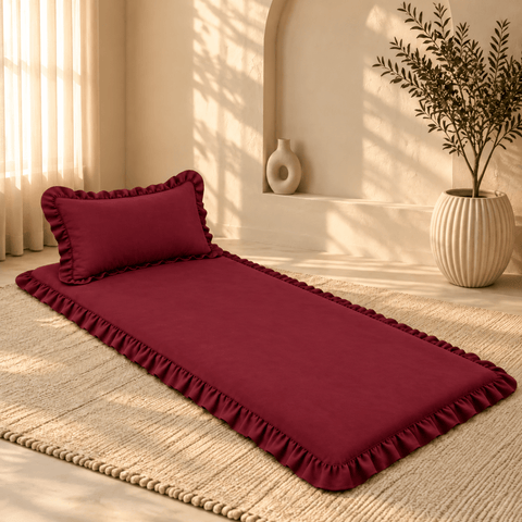 Luxury Ruffled Floor Mattress with Pillow - The Linen House