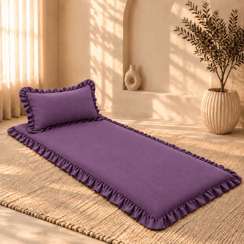 Luxury Ruffled Floor Mattress with Pillow - The Linen House