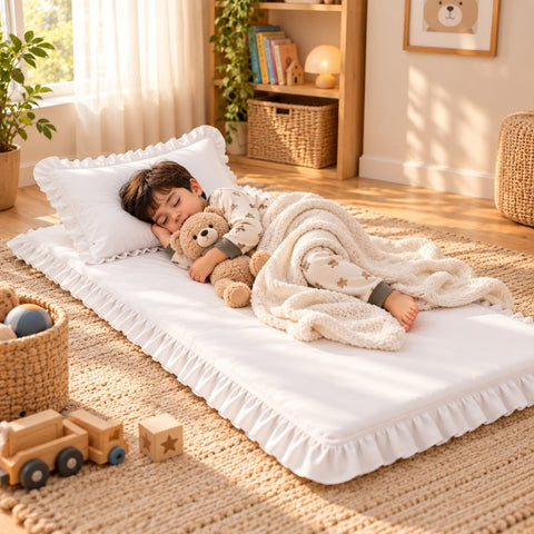 Luxury Ruffled Floor Mattress with Pillow - The Linen House