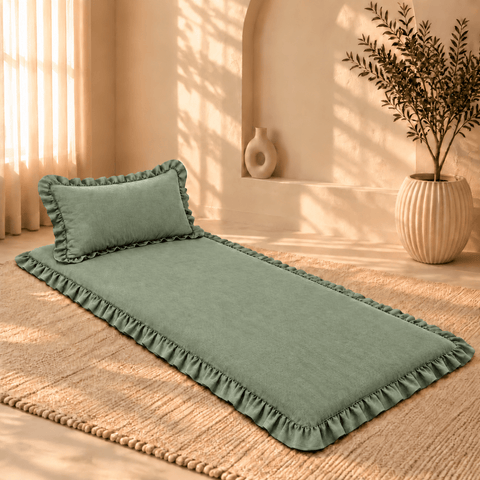 Luxury Ruffled Floor Mattress with Pillow (Copy) - The Linen House