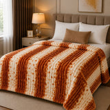Luxury Rust Orange Tie-Dye Faux Rabbit Fur Blanket - The Linen House