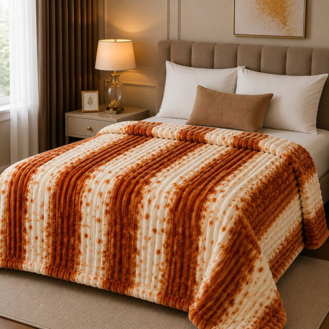 Luxury Rust Orange Tie-Dye Faux Rabbit Fur Blanket - The Linen House