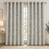 Luxury Sage Green Leaf Jacquard Eyelet Printed Curtains – Pack of 2 - The Linen House