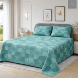 Luxury Teal Geometric Bedsheet (3pcs) - The Linen House
