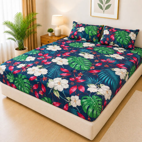Luxury Tropical Floral Waterproof Fitted Mattress Cover - The Linen House