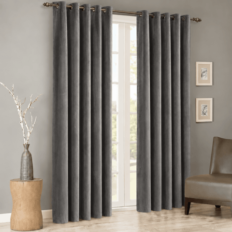 Luxury Velvet Curtains Pack of 2 – Charcoal Grey - The Linen House