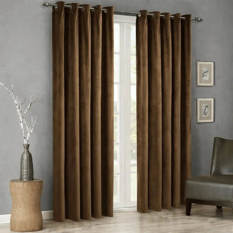 Luxury Velvet Curtains Pack of 2 – Chocolate Brown - The Linen House