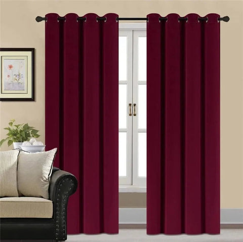 Luxury Velvet Curtains Pack of 2 – Maroon - The Linen House
